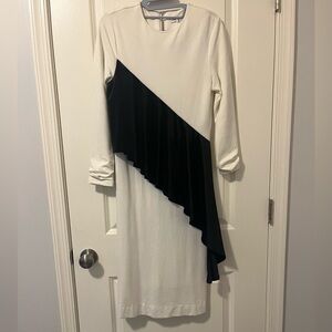 White Velour Ruffle Dress Size XS